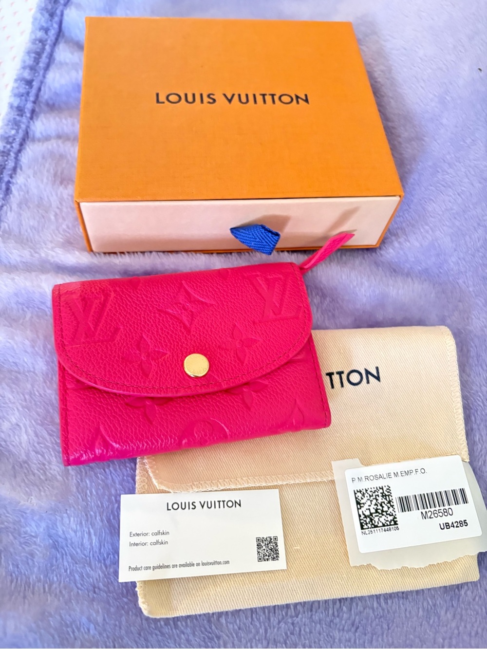 Authentic Louis Vuitton Hot Pink Embossed Rosalie Wallet